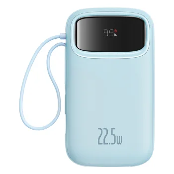 Baseus Qpow2 20000mAh 22.5W ārējā baterija ar dubulto kabeli un digitālo displeju + Baseus Simple USB-C 3A kabelis...