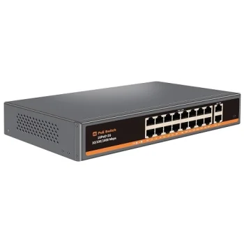 PoE komutators 16x 100Mbps PoE + 2x Gigabit Uplink, 250W