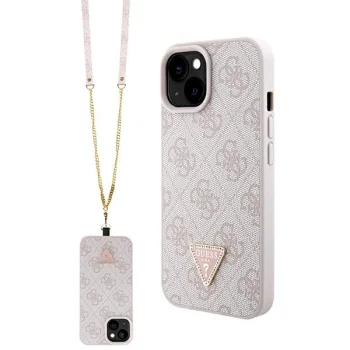 Guess Crossbody 4G Metal Logo vāciņš Apple iPhone 15 Plus, rozā