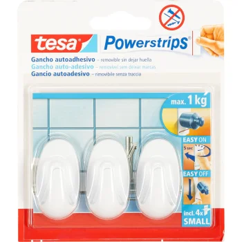 Pašlīmējošs sienas āķītis Tesa Powerstrips Small Oval 57533, balts