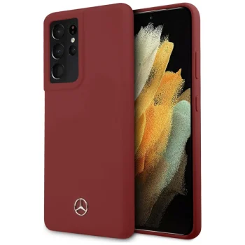 Чехол Mercedes для Samsung Galaxy S21 Ultra Silicone Line, красный