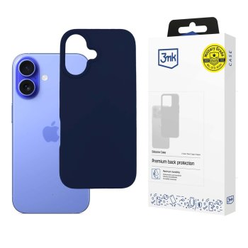 3mk Silicone Case for iPhone 16 Plus, Navy Blue