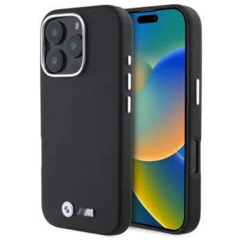 Чехол BMW для iPhone 16 Pro Max M Edition Kevlar Wrapped Metal, черный