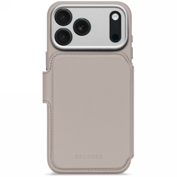 Чехол‑кошелек Decoded из кожи с MagSafe для iPhone 17 Pro — бежевый