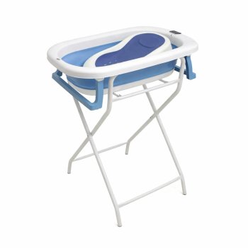 Складная детская ванночка с подставкой и термометром, синяя