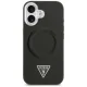 Guess iPhone 17 vāciņš PU Leather Case Triangle Logo MagSafe, melns