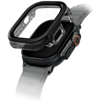 Uniq Voute aizsargstikls un vāciņš Apple Watch Ultra 49mm, Melns