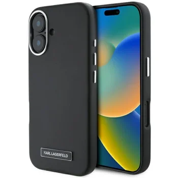 Чехол Karl Lagerfeld для iPhone 16 Plus FW Metal Plate MagSafe, черный
