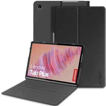 Tech-Protect Lenovo Tab Plus atverams vāciņš maciņš grāmatiņa SmartCase, melns