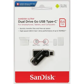 SanDisk Ultra Dual Drive Go 64GB USB Type-C zibatmiņa SDDDC3-064G-G46, melna