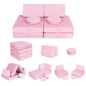 Ecotoys TMSRT-14 Modulārs bērnu dīvāns no 8 daļām, rozā