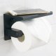Tualetes papīra turētājs ar plauktu, Melns | Toilet Paper Holder with Shelf