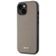 Чехол DKNY Grained Metal Logo MagSafe для iPhone 15 - Бежевый