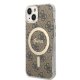 Apple iPhone 14 Plus 6.7\" Guess 4G Print MagSafe Case Cover (GUBPP14MH4EACSW) + Charger, Brown | Telefona Maciņš...