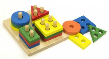 Koka Attīstošā Rotaļlieta Puzle Šķirotājs, 4 Torņi | Wooden Educational Toy Puzzle, Sorter, 4 Towers