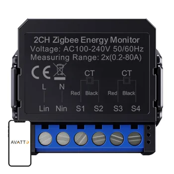 Умный двунаправленный счетчик энергии Avatto ZWPM16-2 ZigBee 80A
