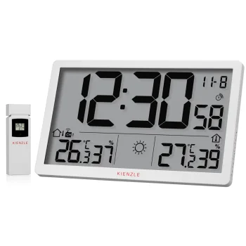 Метеостанция и настенные часы Kienzle Jumbo NEO LCD, белые
