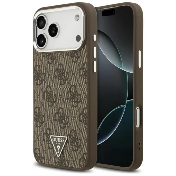 Чехол Guess MagSafe 4G PU Leather Case для iPhone 17 Pro Max, коричневый