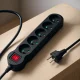 Maclean MCE183 Pagarinātājs ar 5 ligzdām un slēdzi, 1.4m, 2300W, Melns