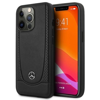Mercedes Leather Urban ādas apvalks priekš iPhone 15 Pro Max, melns