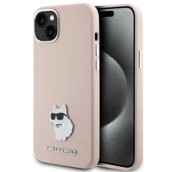 Чехол Karl Lagerfeld для iPhone 15 Plus HC Silicone C Metal Pin, розовый