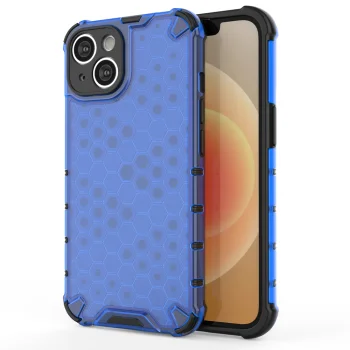 Vāciņš iPhone 14 Plus Honeycomb, hibrīda triecienizturīgs vāciņš, zils