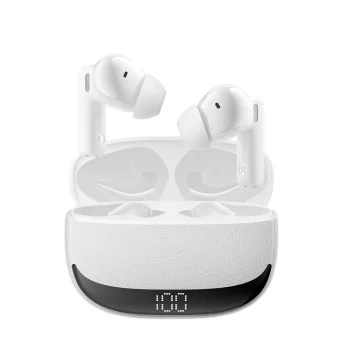 BWOO BW40 bezvadu austiņas Bluetooth TWS ANC ar LED displeju, baltas