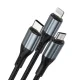 Кабель 3-в-1 BWOO X274 USB на USB-C, Lightning и Micro USB 3A, черный