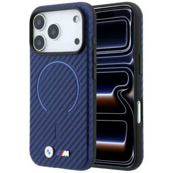 BMW M Carbon Printed Ring MagSafe ümbris iPhone 18 Pro Max / 17 Pro Max, tumesinine