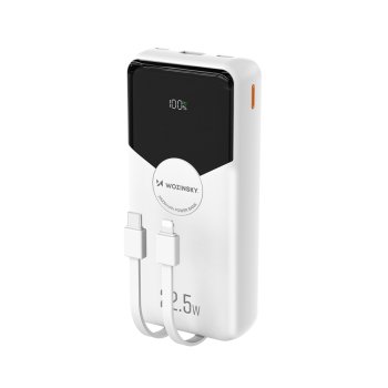 Внешний аккумулятор Wozinsky WFC-15W 20000mAh 22.5W с кабелями, Белый