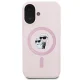 Чехол Karl Lagerfeld Silicone Karl&Choupette Heads Ring MagSafe для iPhone 16, Розовый