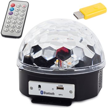 LED Disco Ball with Bluetooth, USB, and Built-In Speakers