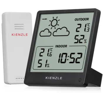 Kienzle 15002 Slim bezvadu meteoroloģiskā stacija, melna