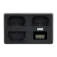Trīs kanālu akumulatoru lādētājs Newell TT-USB-C priekš LP-E6 (Canon)