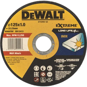 Griešanas disks DeWalt DT43902-QZ INOX, 125 x 1 x 22.23 mm