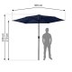 Plonos Folding Garden Parasol with Cover, 300 cm, Navy Blue