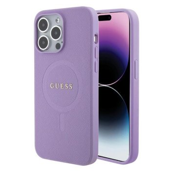 Guess iPhone 15 Pro vāciņš Saffiano MagSafe, violets
