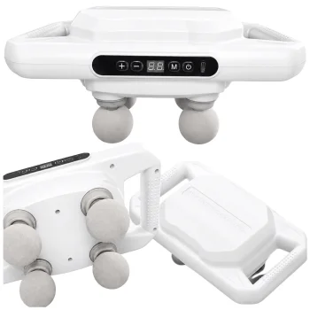 Jaudīgs ķermeņa masieris ar 4 galviņām, 20 ātrumiem un 6 režīmiem, USB-C, Balts