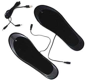 Heated shoe insoles with USB cable, black
