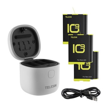 Telesin 3-slot Waterproof Charger Allin Box for GoPro Hero 9 / 10 + 3 Batteries | Ūdensizturīgs Akumulatora...