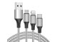 3-in-1 USB kabelis tālrunim (Lightning, Micro USB, Type-C), 1.2m, sudrabains