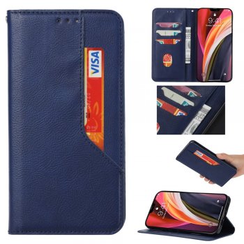 Samsung Galaxy Note 20 Ultra Auto-absorbed Leather Wallet Mobile Phone Shell Case Cover, Blue | Vāks Maciņš Maks...