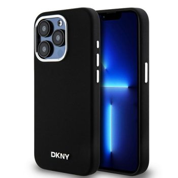 Apple iPhone 15 Pro 6.1'' DKNY Liquid Silicone Small Metal Logo MagSafe Case Cover, Black | Telefona Vāciņš Maciņš...