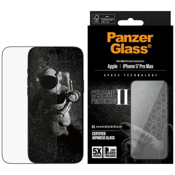 PanzerGlass Ceramic II Ultra-Wide Fit EasyAligne rūdītais stikls iPhone 17 Pro Max | Tempered Glass