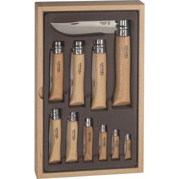 Opinel Traditional 10-Piece Pocket Knife Collector Set Wood Box