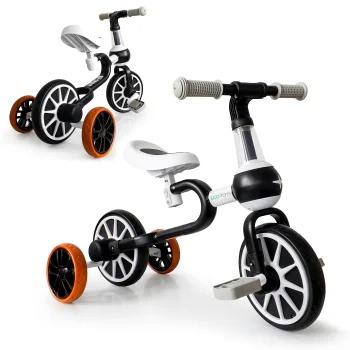 ECOTOYS 4-in-1 bērnu balansa velosipēds ar pedāļiem un riteņiem, melns