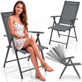 Sofotel So-983 Folding Garden Chairs Set of 2, Graphite