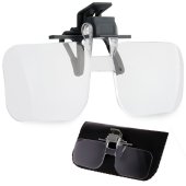 Clip-on Magnifier for Glasses, 2x Magnification for Reading & Hobbies
