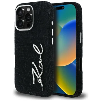 Чехол Karl Lagerfeld Signature Denim для iPhone 16 Pro Max, Черный