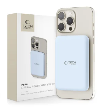 Tech-Protect LifeMag PB10 ārējais akumulators ar MagSafe 5000mAh, zils